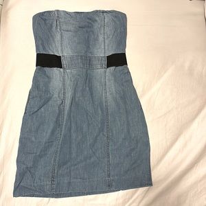 Armani Exchange Chambray Strapless Dress
